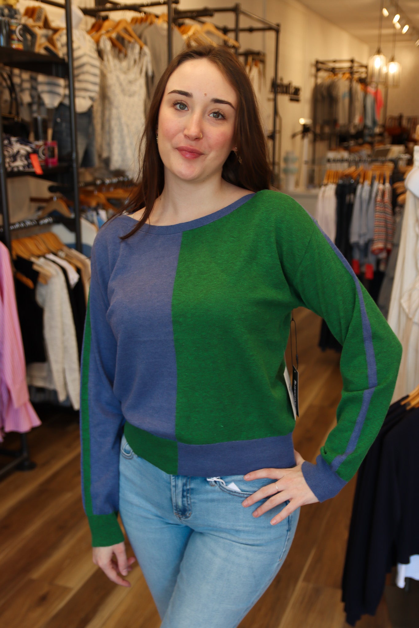 HASSON BI-COLOR BOATNECK SWEATER