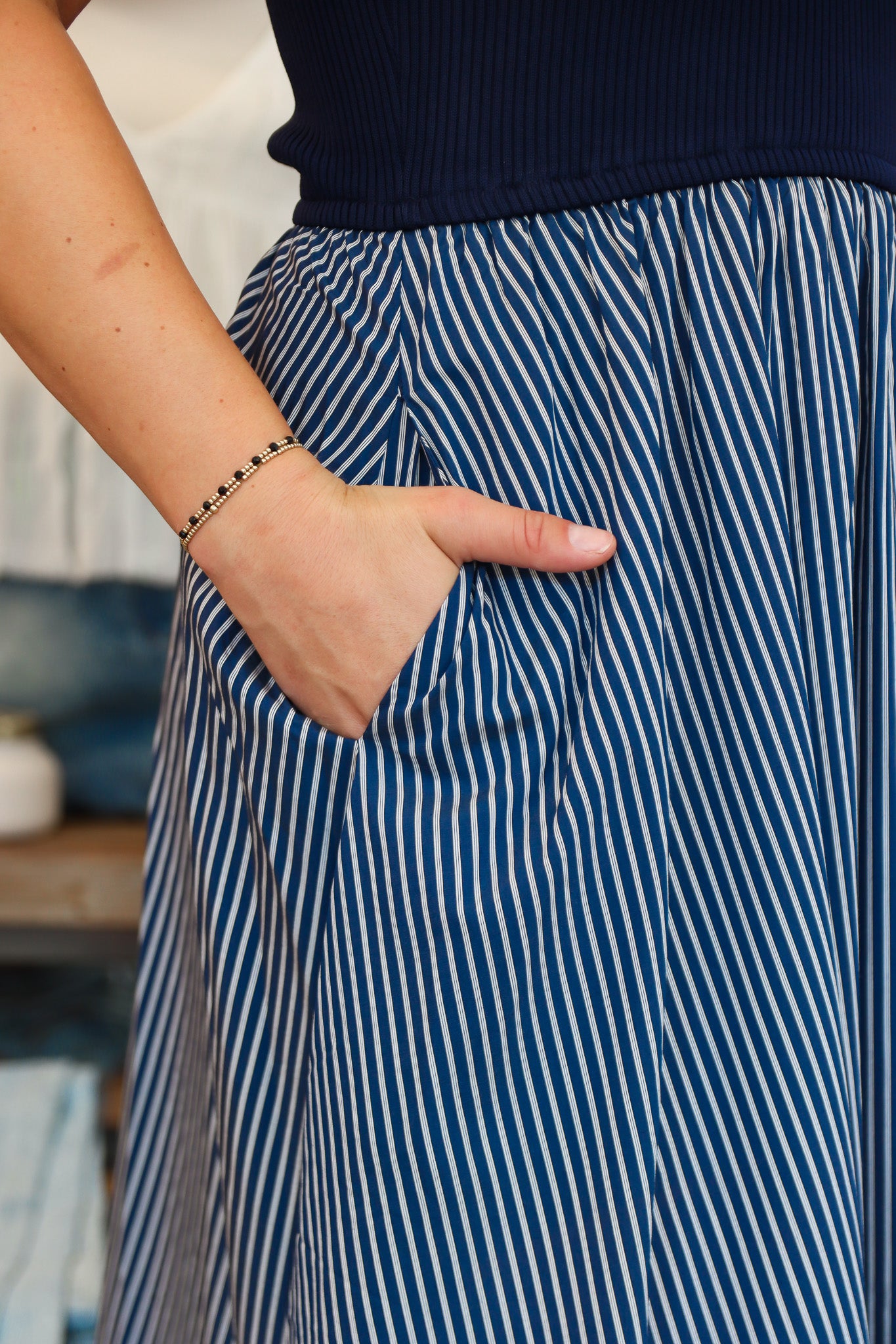 ELAN KNIT TOP STRIPE MIDI DRESS