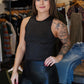 ALLIE ROSE HIGH NECK LUREX RACER BACK TANK