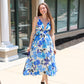 ASTR THE LABEL “JANNA” FLORAL PLUNGE MIDI DRESS