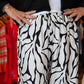 WASABI & MINT CURVED HEM PATTERNED ELASTIC WAIST PANTS