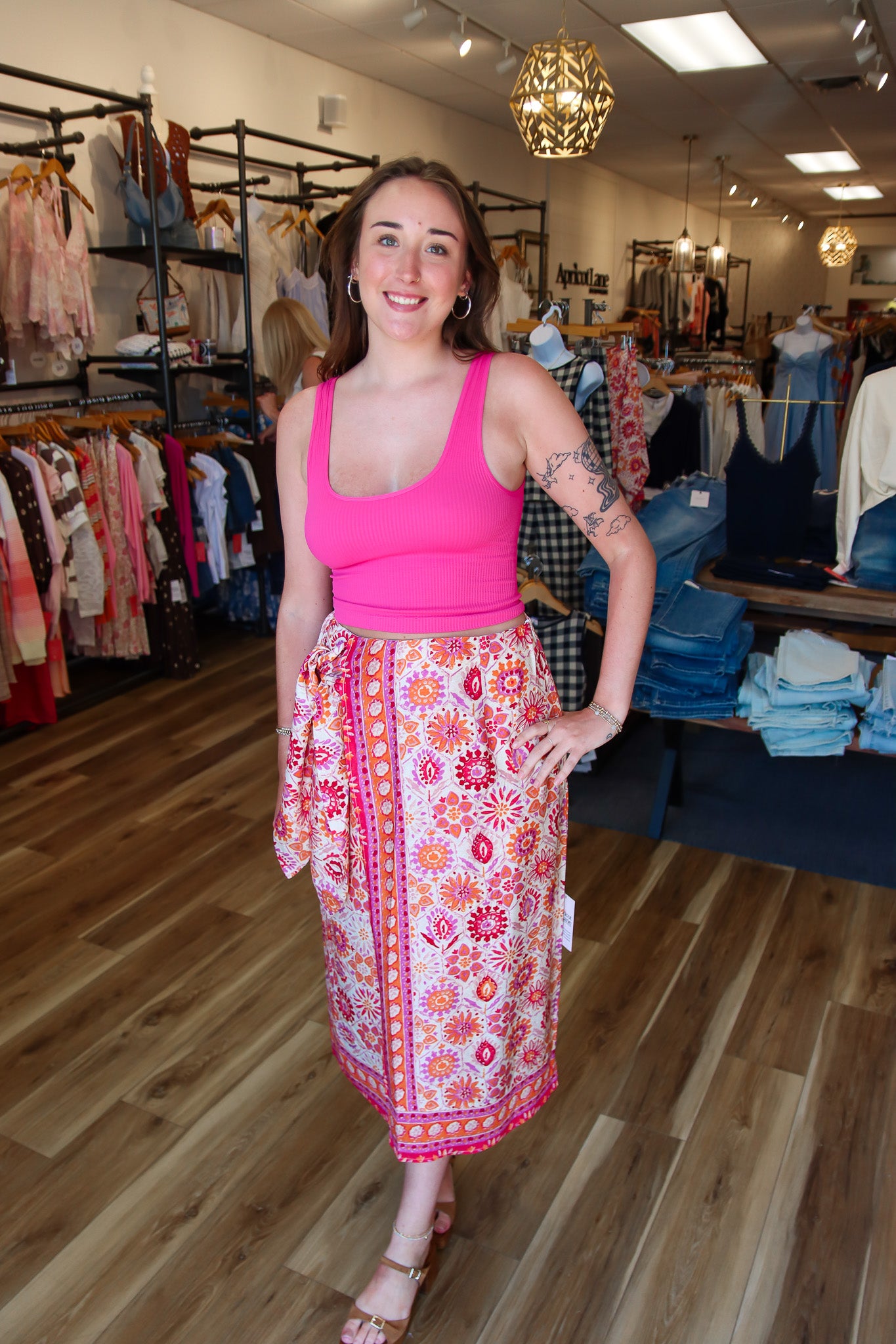 MOLLY BRACKEN “MELISSA” WOVEN MIDI SKIRT