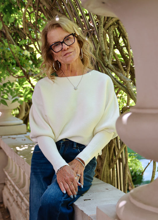 LONG SLEEVE BOAT NECK DOLMAN SLEEVE SWEATER