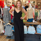 ELAN ADJUSTABLE STRAP STRAIGHT JUMPSUIT