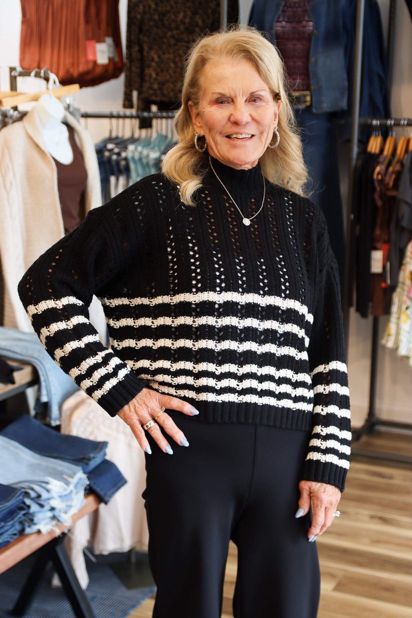 ELYZA KNIT STRIPE SWEATER