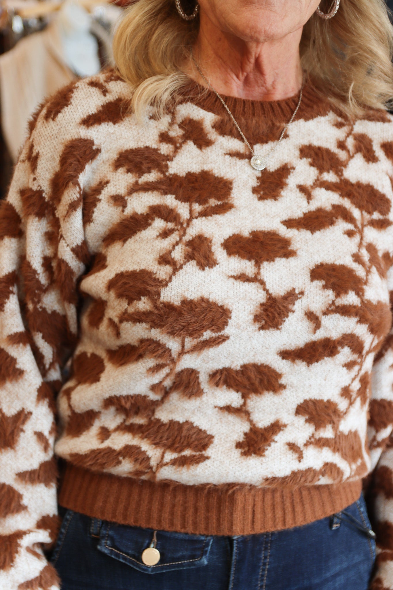 MIMI FUZZY FLORAL SWEATER