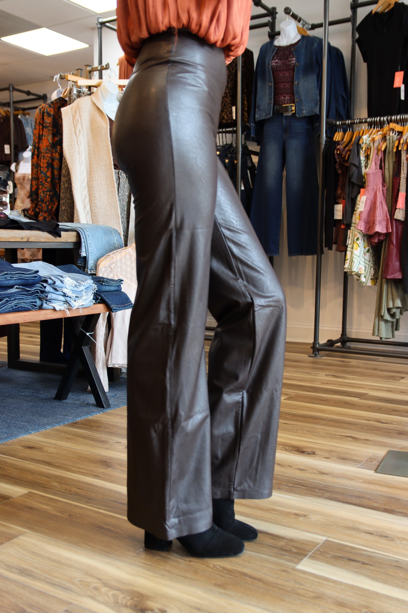 Faux Leather Wide Leg Pant