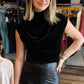 Velvet Draped Mockneck Crop Top
