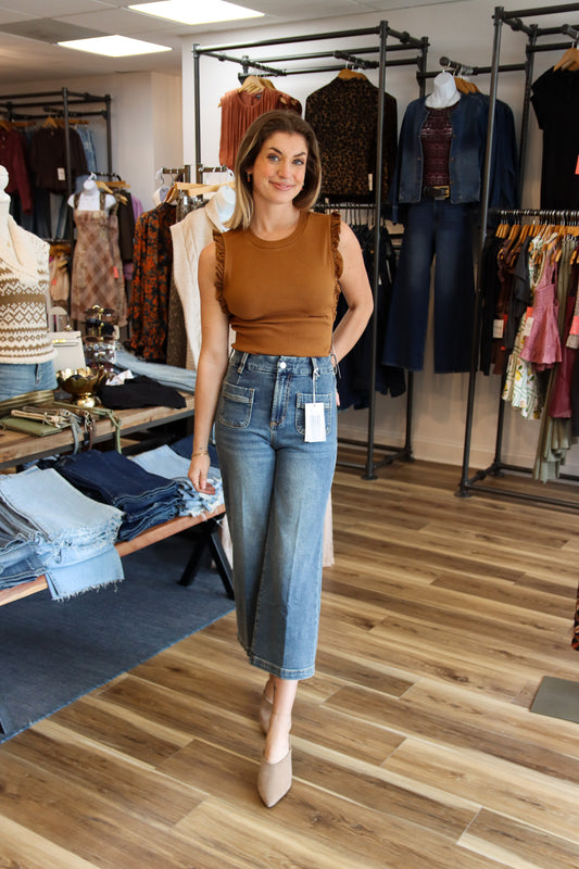 Audrey Cropped Wide Leg w Pocket Detail