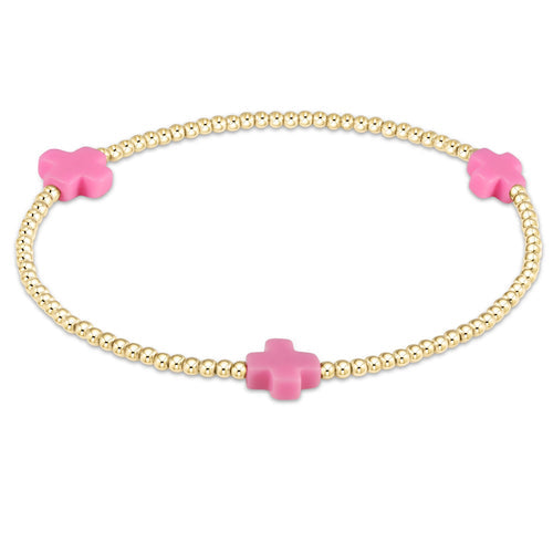 Signature Cross Gold Pattern 3 MM Bead Bracelet