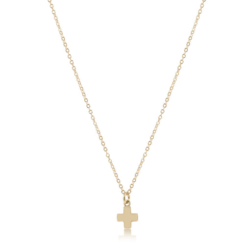16" necklace gold sig cross small gold charm