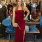 ASTR “PAULETTE” PLEATED SATIN MAXI DRESS