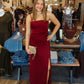 ASTR “PAULETTE” PLEATED SATIN MAXI DRESS