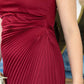 ASTR “PAULETTE” PLEATED SATIN MAXI DRESS