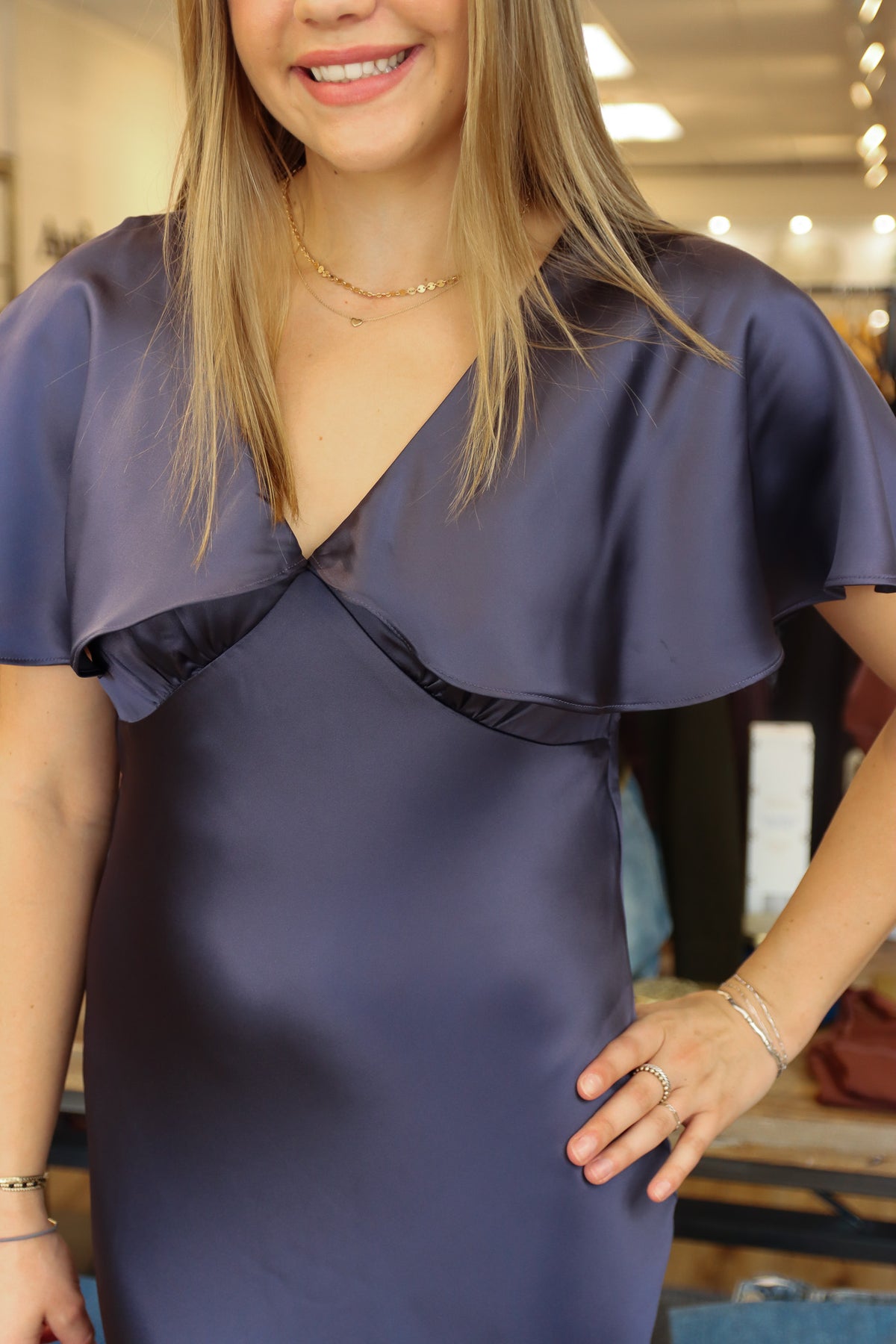 ASTR “JAMIE” CAPE SLEEVE MAXI DRESS