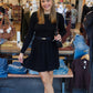 MOLLY BRACKEN PLEATED MINI SWEATER DRESS