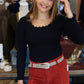 MOLLY BRACKEN CROCHET NECKLINE SWEATER