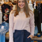 SUZY D “WINNIE” V-NECK TURN UP CUFFS KNIT SWEATER