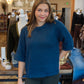 SUZY D “FAWN” CREW NECK 3/4 SLEEVE SWEATER