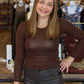 MOLLY BRACKEN STUDDED BROWN KNIT UNDERSWEATER