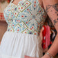 CURRENT AIR EMBROIDERED SWEETHEART NECK MIDI DRESS