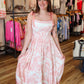 MABLE BOARDER PRINTED HIGH-LOW MAXI DRESS