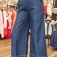 MIOU MUSE STITCH DETAIL WIDE LEG LINEN PANTS