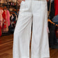 MIOU MUSE STITCH DETAIL WIDE LEG LINEN PANTS
