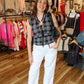 JOHN & JENN PICNIC PLAID TIE FRONT FRONT KNIT TOP