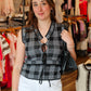 JOHN & JENN PICNIC PLAID TIE FRONT FRONT KNIT TOP