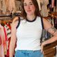CURRENT AIR CONTRAST CROCHET DETAIL TANK