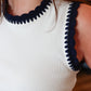 CURRENT AIR CONTRAST CROCHET DETAIL TANK
