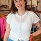 MIOU MUSE BUTTON FRONT SHORT SLEEVE KNIT TOP