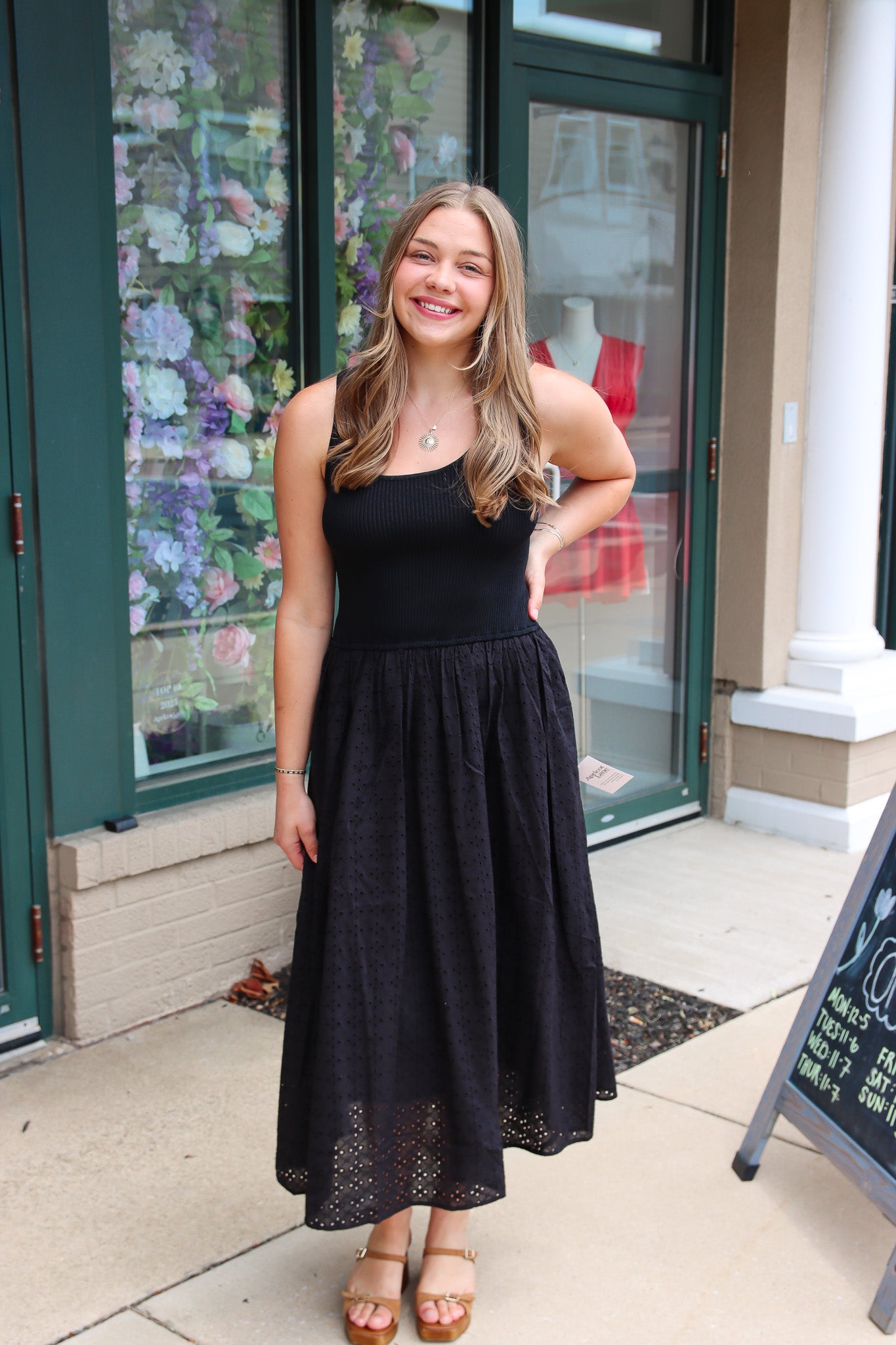 ELAN “STACY” EYELET MAXI DRESS