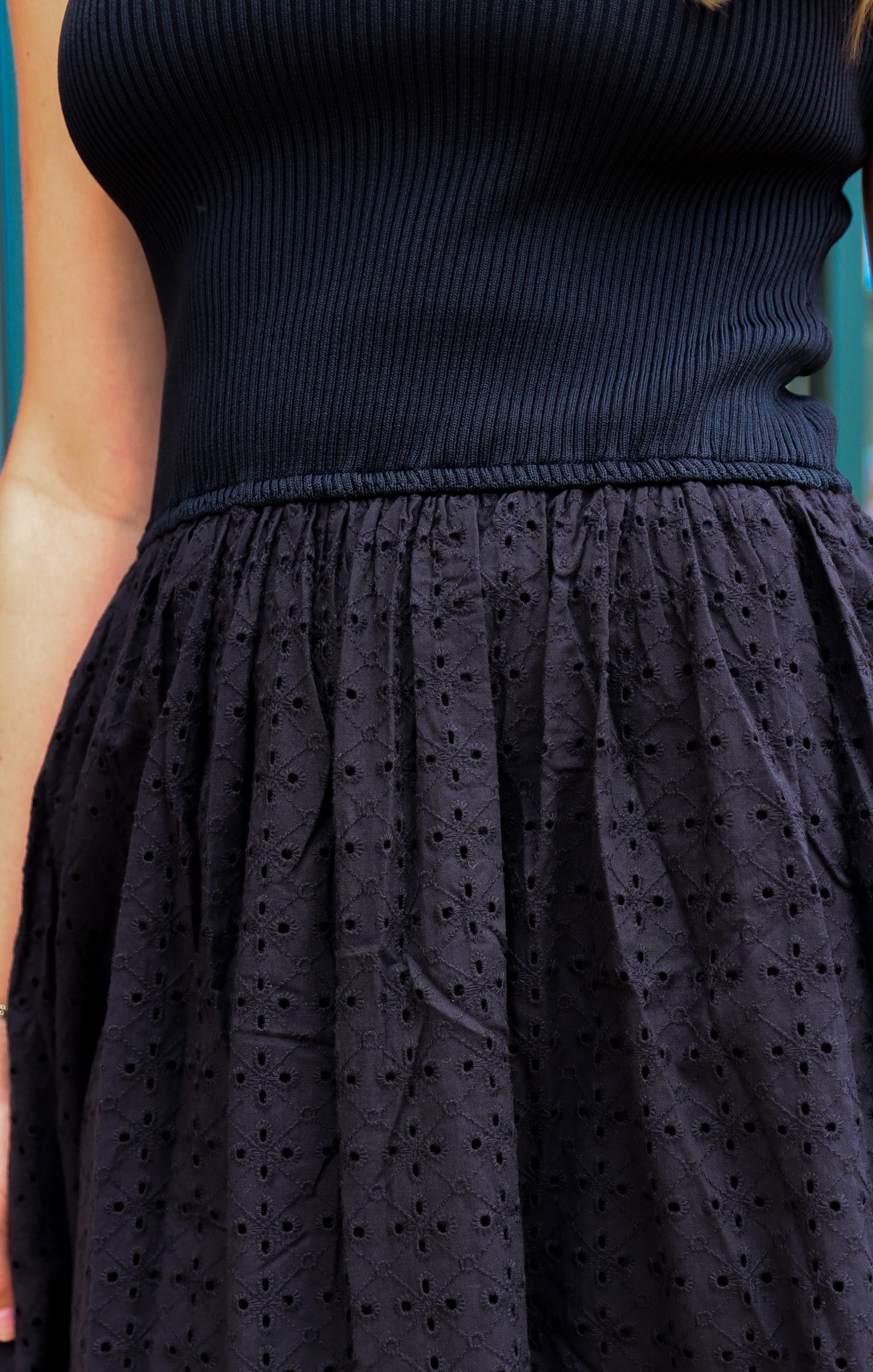 ELAN “STACY” EYELET MAXI DRESS