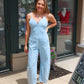 PEACH LOVE STRAPPY TIE BARREL OVERALL JUMPSUIT