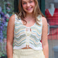 ELAN TIE FRONT WAVY STRIPED TOP