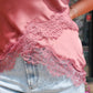 DRESS FORUM STRAPLESS SILKY TOP WITH LACE DETAIL