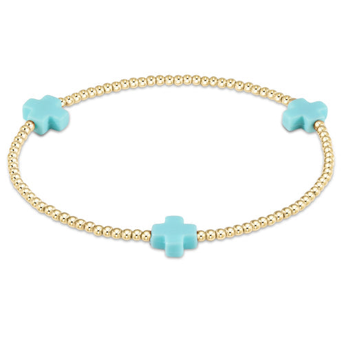 Signature Cross Gold Pattern 3 MM Bead Bracelet