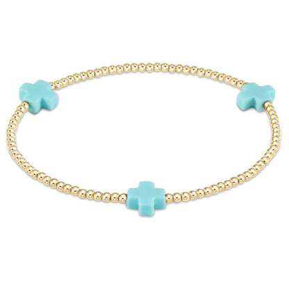 Signature Cross Gold Pattern 3 MM Bead Bracelet