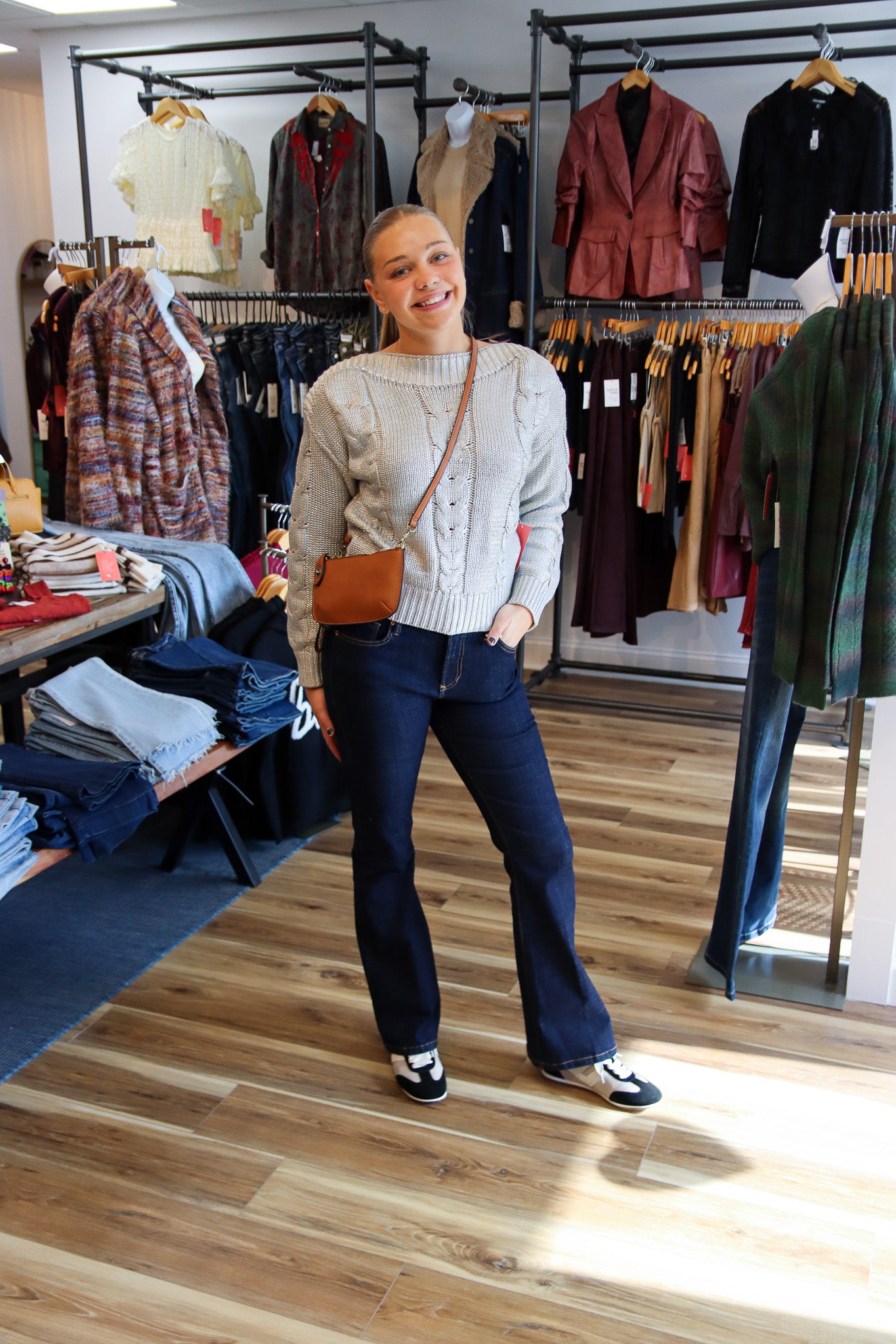 DEBBIE METALLIC COATED SWEATER