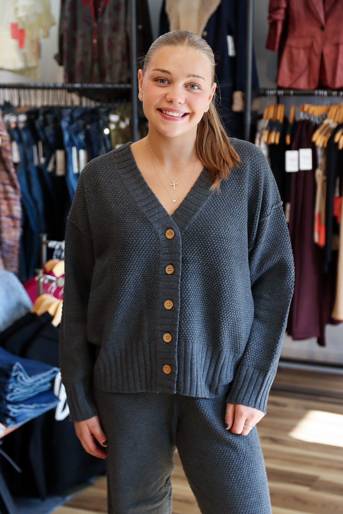 MOLLY | WAFFLE SWEATER CARDIGAN