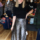 ANIMAL PRINT SATIN MAXI SKIRT