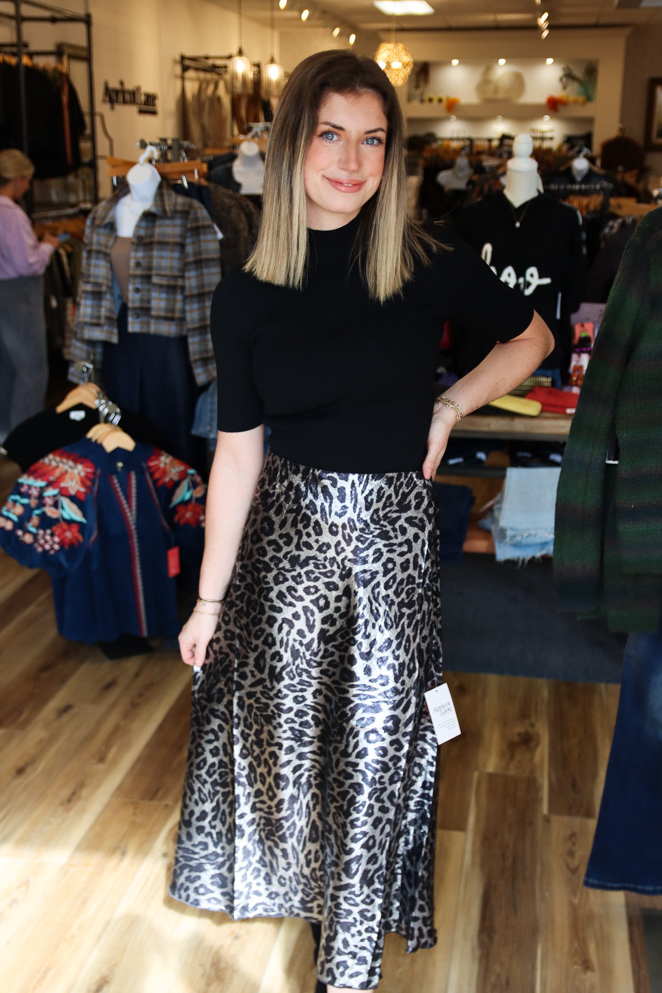 ANIMAL PRINT SATIN MAXI SKIRT