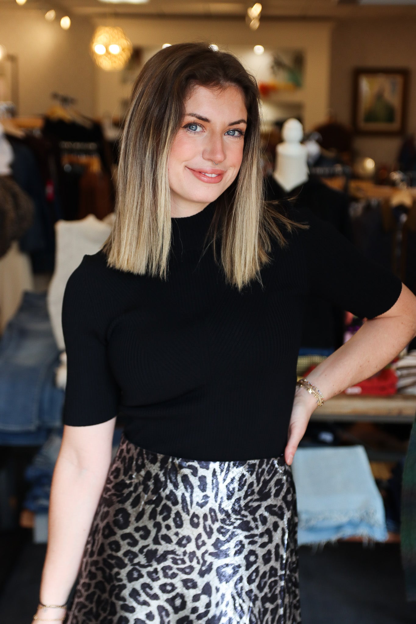 ANIMAL PRINT SATIN MAXI SKIRT