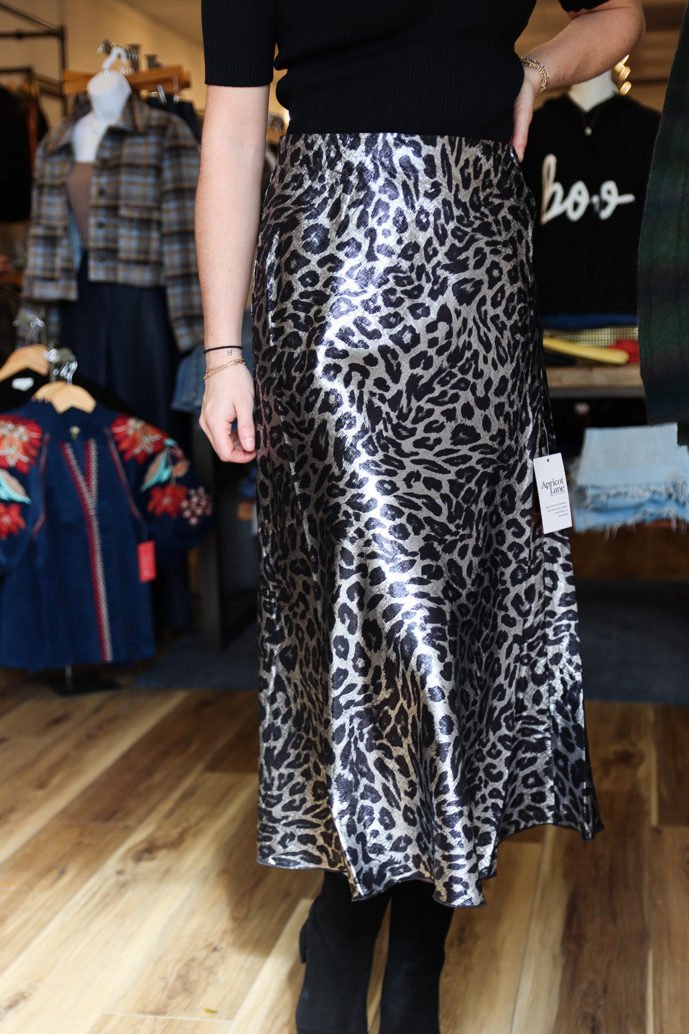 ANIMAL PRINT SATIN MAXI SKIRT