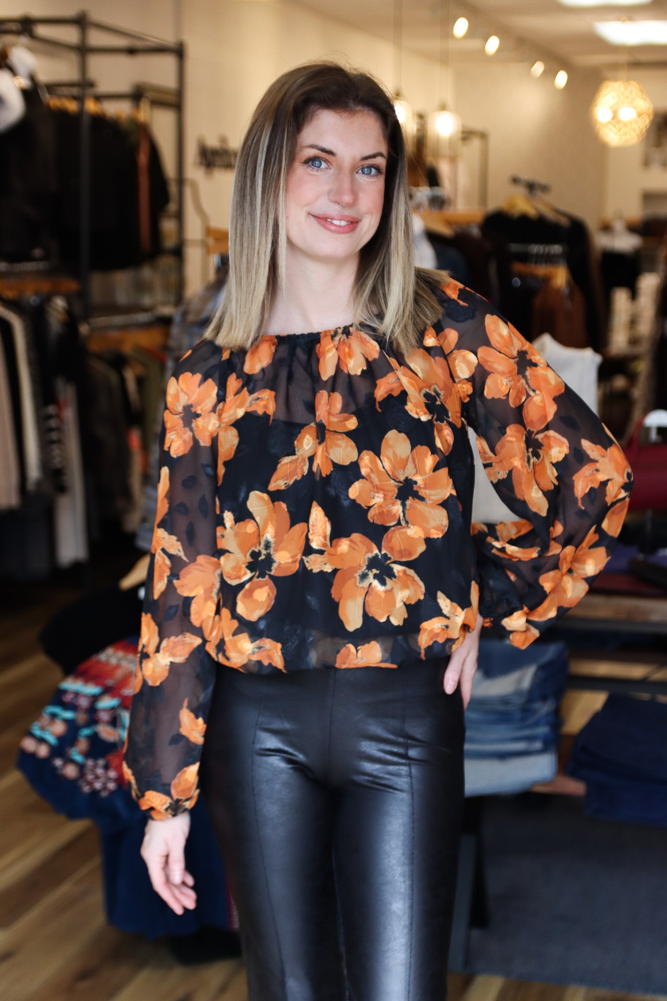 Elysse Foiled Vegan Leather Pant