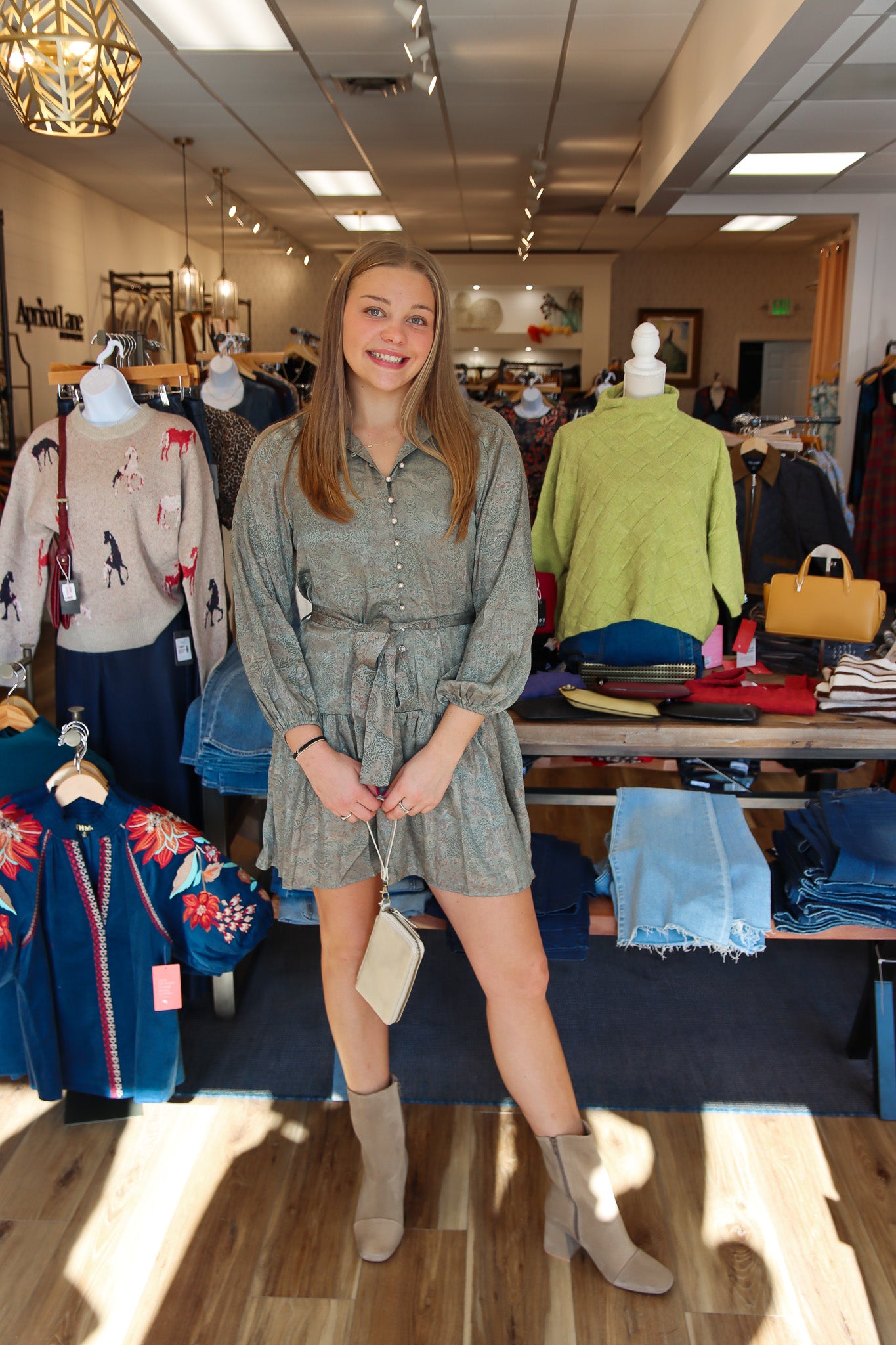 GOLDEN TAPESTRY BUTTON DOWN DRESS