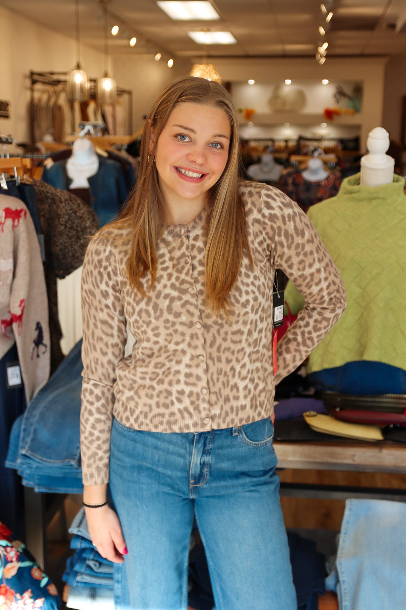 FANTINE LONG SLEEVE CREW NECK CARDIGAN