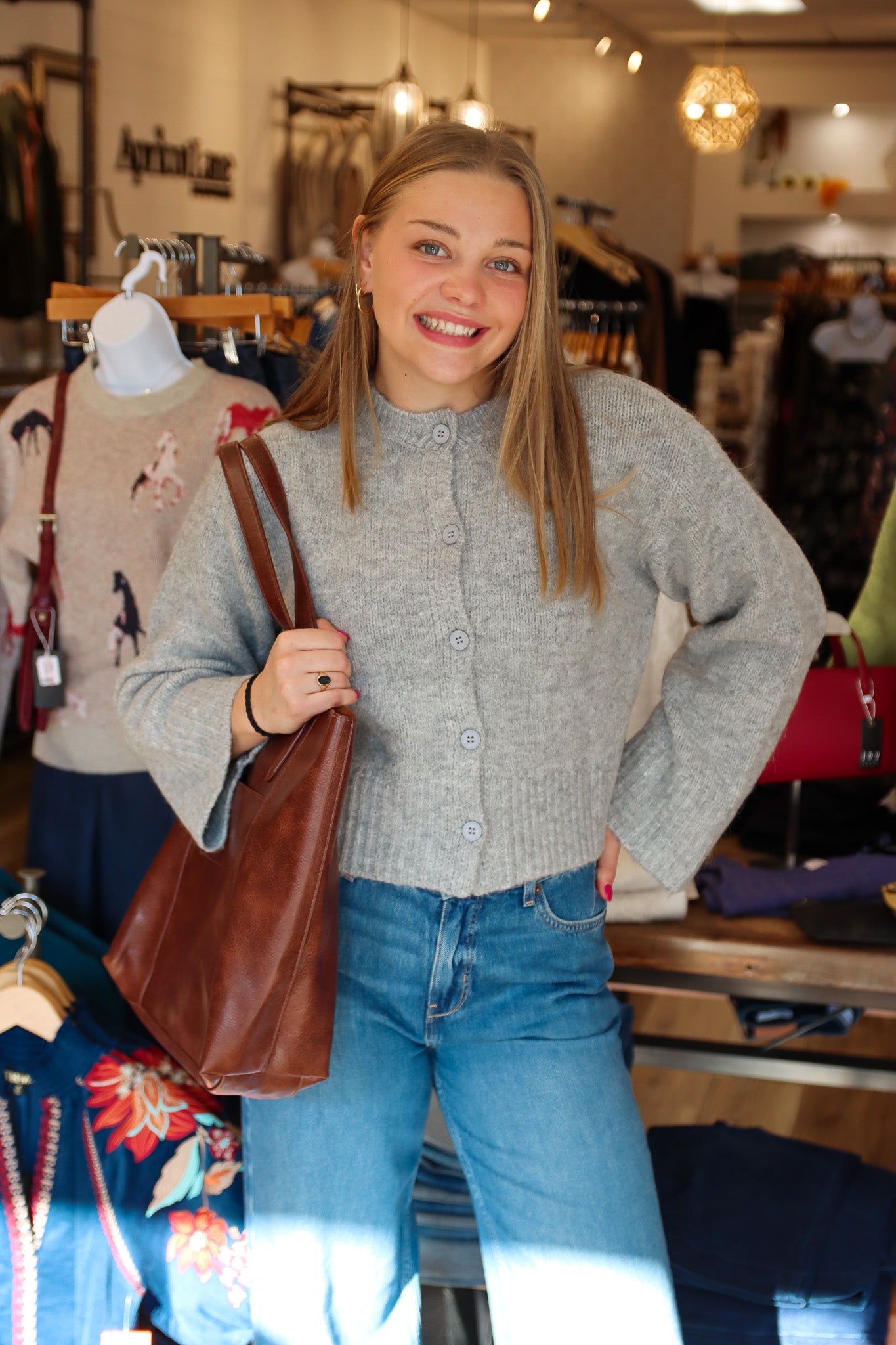 BUTTON FRONT LONG SLEEVE CARDIGAN